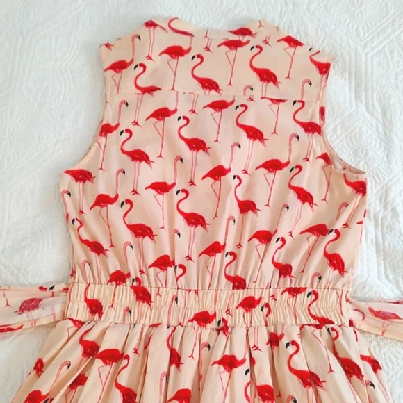Chicwish Sleeveless Summer Fit & Flare Flamingo Printed Dress/ Size M - Picture 8 of 14